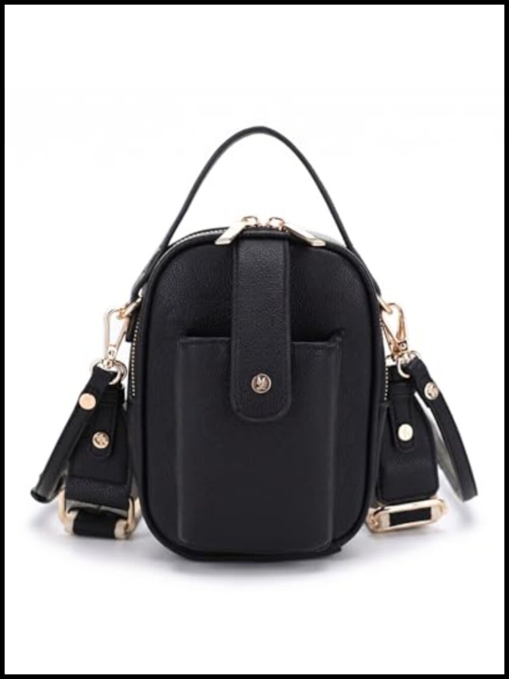 Vegan Leather Multi Compartment Crossbody Bag Mini Purse Top Handle